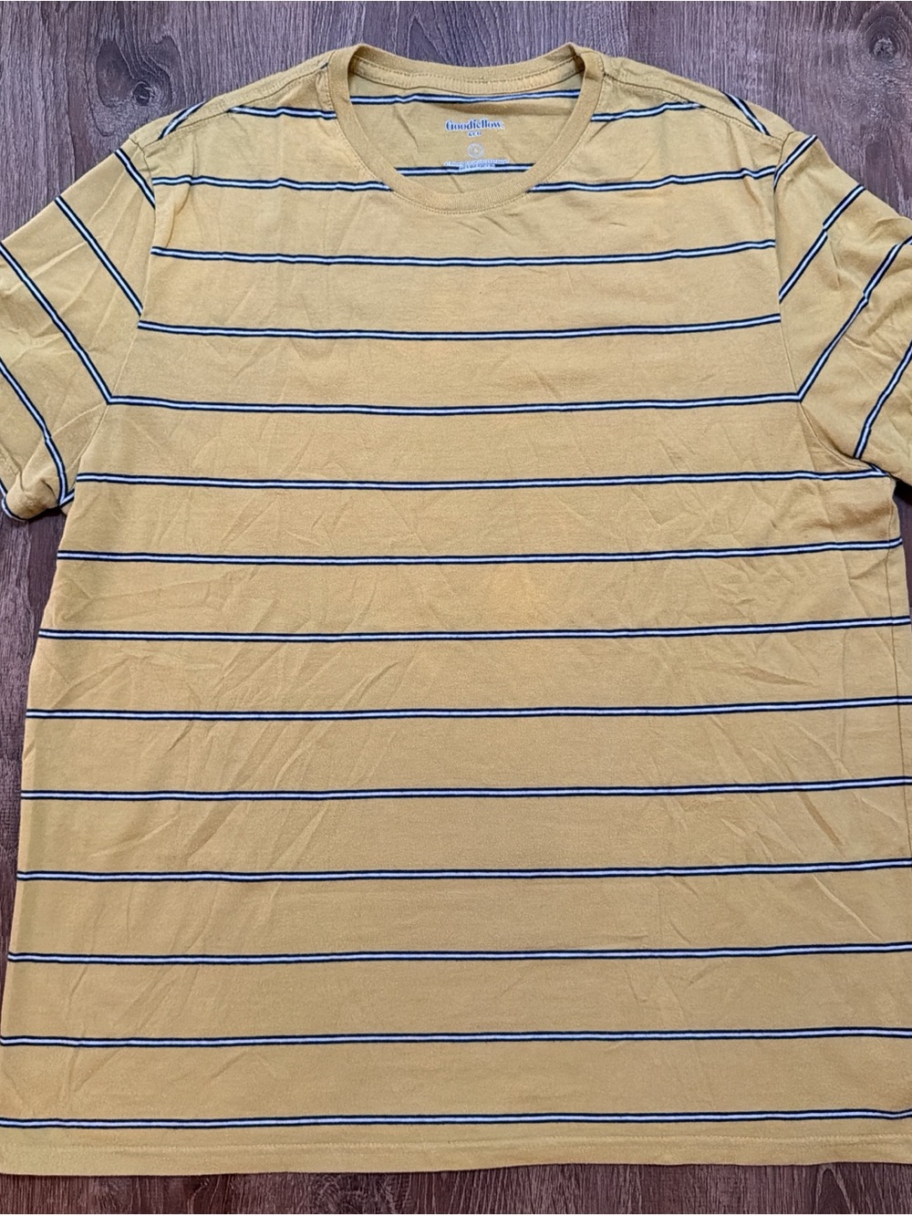 Goodfellow & Co Mustard Short Sleeve Striped Crewneck Tee